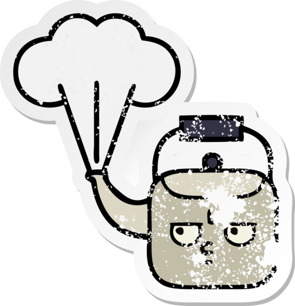 Bir insan tarafından çizilmiş dumanı tüten tatlı bir karikatür çıkartması.