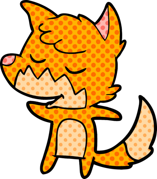 Bir insan tarafından çizilmiş dost canlısı çizgi film tilkisi