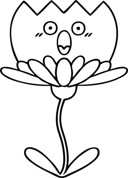 Bir insan tarafından çizilmiş bir çiçeğin çizgi çizimi