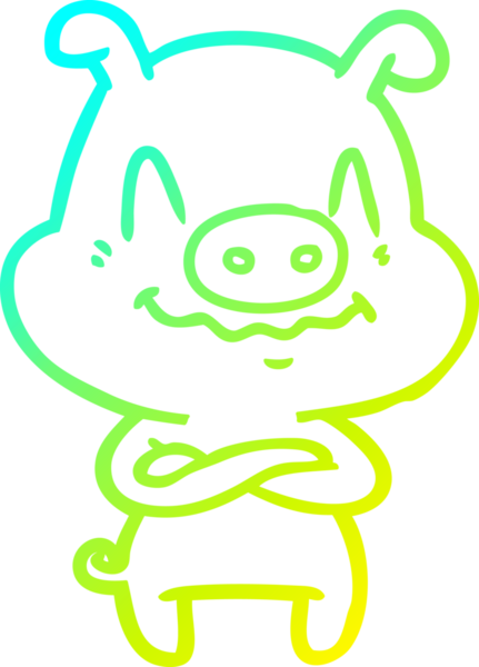 Bir insan tarafından çizilmiş bir domuz çizgi filminin soğuk gradyanı.