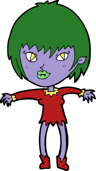 Bir insan tarafından çizilmiş vampir kız çizgi filmi.