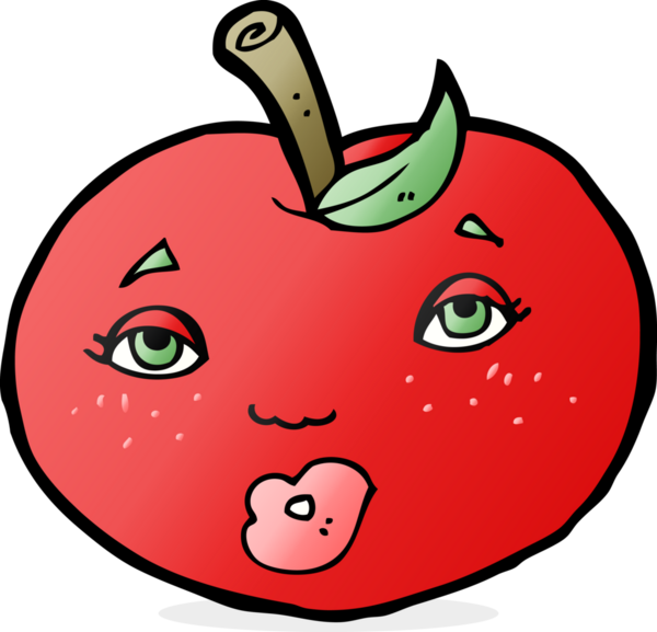 bir insan tarafından çizilmiş elma karikatürü.
