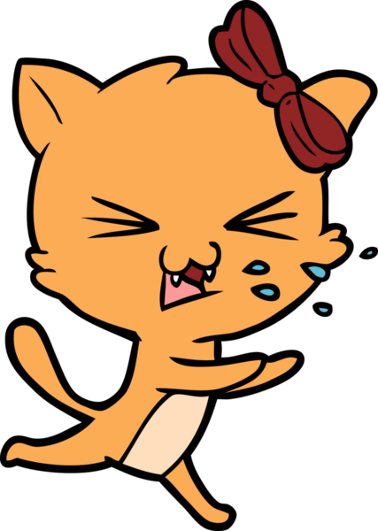 Bir insan tarafından çizilmiş çizgi film kedisi.