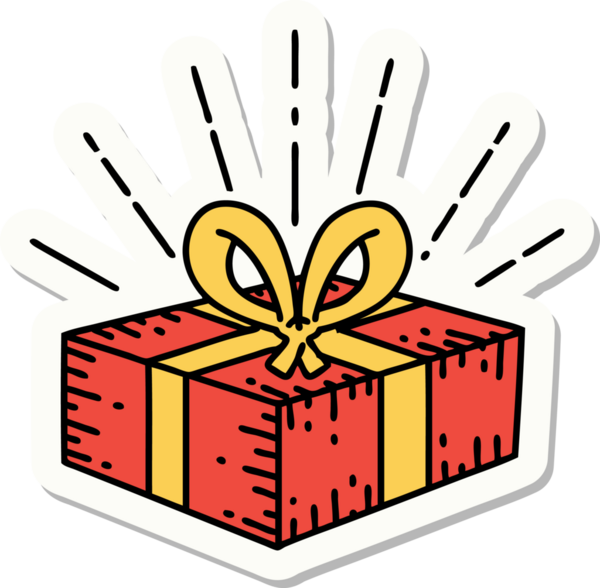 Bir insan tarafından çizilmiş dövme stili Noel hediyesi.