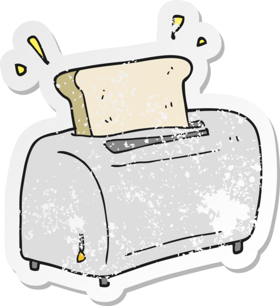 Bir insan tarafından çizilmiş karikatür tost makinesinin gerilimli yapıştırması.