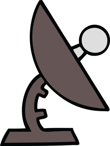 Bir insan tarafından çizilmiş güzel bir uydu anteni karikatürü.