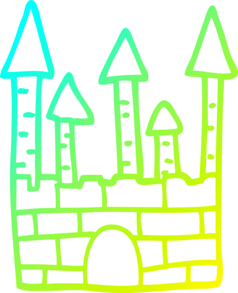 Bir insan tarafından çizilmiş geleneksel bir şatonun soğuk çizgi çizimi.