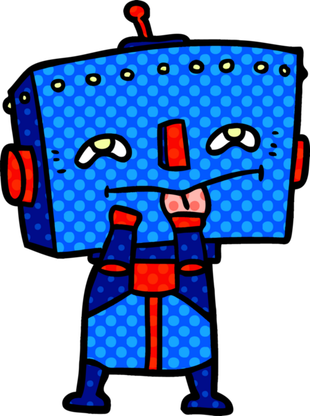 Bir insan tarafından çizilmiş çizgi film robotu