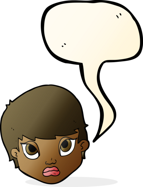 Bir insan tarafından çizilmiş konuşma balonu olan somurtkan bir karikatür.