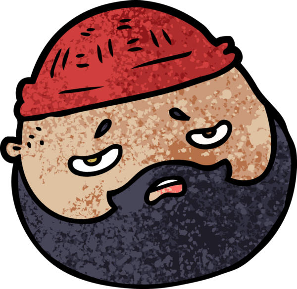 Bir insan tarafından çizilmiş sakallı bir erkek yüzü.