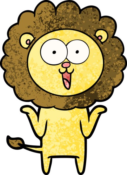 Bir insan tarafından çizilmiş mutlu çizgi film aslanı.