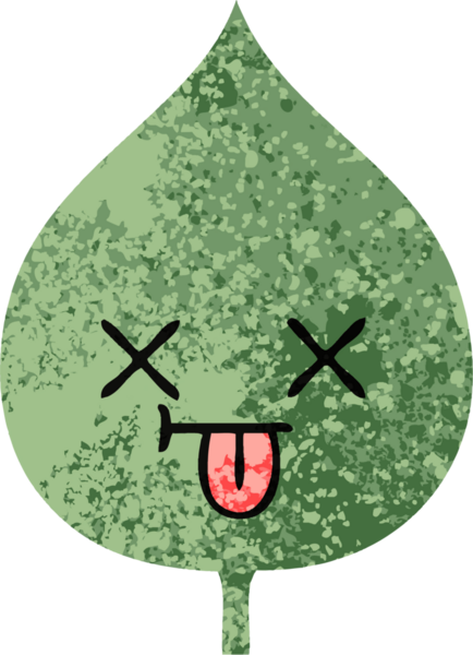 Bir insan tarafından çizilmiş dışavurumsal yaprağın retro çizim tarzı karikatürü