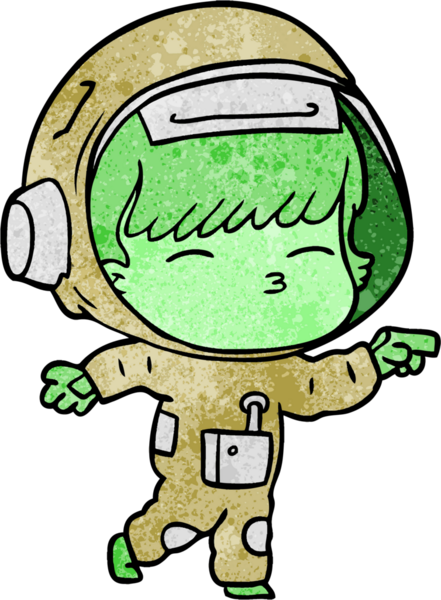 Bir insan tarafından çizilmiş meraklı astronot çizgi filmi.