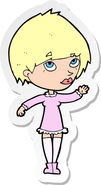 Bir insan tarafından çizilmiş bir karikatür kadının çıkartması.