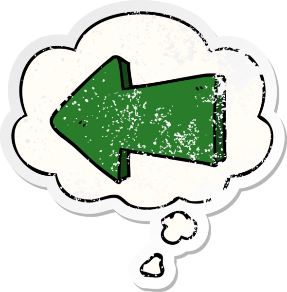 Düşünce baloncuğu olan bir çizgi film, bir insan tarafından çizilmiş yıpranmış bir çıkartma gibi.