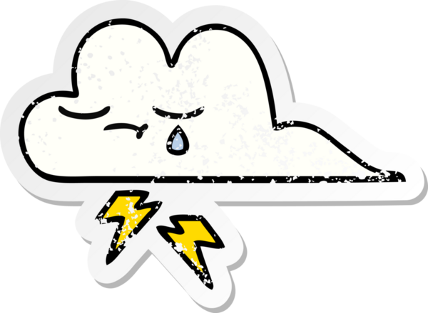Bir insan tarafından çizilmiş tatlı bir gökgürültüsü bulutunun sıkıntılı çıkartması.