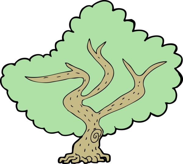 Bir insan tarafından çizilmiş çizgi film ağacı.