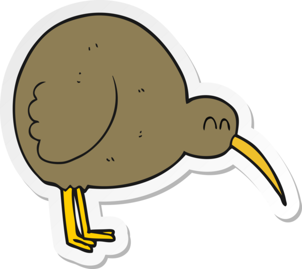 Bir insan tarafından çizilmiş kivi kuşunun çıkartması.