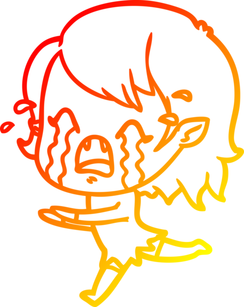 Bir insan tarafından çizilmiş ağlayan vampir kız çizgi filmi.