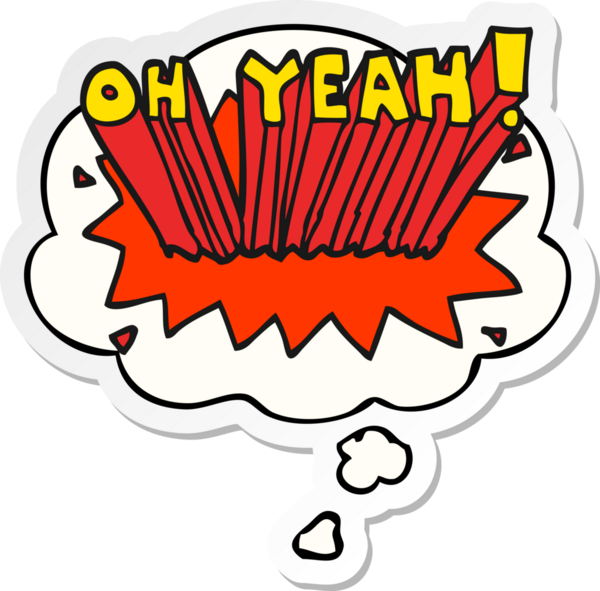 Çizgi film metni. Evet! Düşünce baloncuğu bir insan tarafından çizilmiş bir çıkartma.