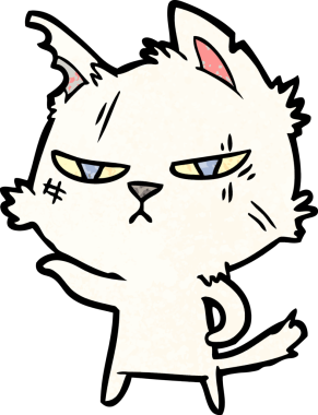 Bir insan tarafından çizilmiş sert çizgi film kedisi.