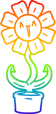 gökkuşağı gradyan çizimi bir insan tarafından çizilmiş mutlu bir karikatür çiçeği