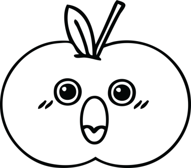 Bir insan tarafından çizilmiş kırmızı elma çizimi.