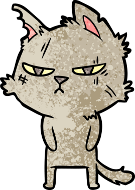 Bir insan tarafından çizilmiş sert çizgi film kedisi.