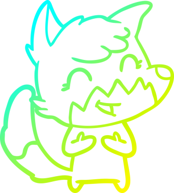 Bir insan tarafından çizilmiş mutlu bir tilkinin soğuk çizgi çizimi.