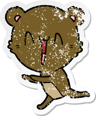 Bir insan tarafından çizilmiş koşu ayısı karikatürünün sıkıntılı çıkartması