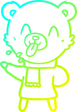 Bir insan tarafından çizilmiş kaba bir çizgi film ayısının soğuk gradyan çizimi