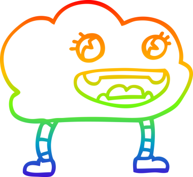 Bir insan tarafından çizilmiş gökkuşağı gradyan çizgi çizimi.