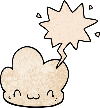 Konuşma baloncuğu olan karikatür bulutu insan tarafından çizilmiş retro doku.