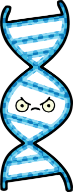 Bir insan tarafından çizilmiş bir DNA ipliğinin çizgi romanı.
