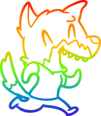 Gökkuşağı gradyan çizgisi bir insan tarafından çizilen gülen tilkinin çizimi