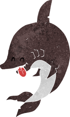 Bir insan tarafından çizilmiş komik bir köpek balığı.