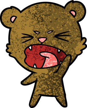 Bir insan tarafından çizilmiş kızgın çizgi film ayısı.