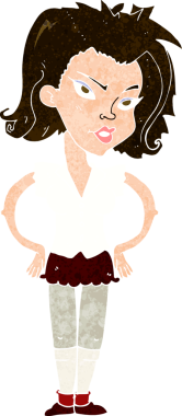 Bir insan tarafından çizilmiş kalçaları olan çizgi film kadını.