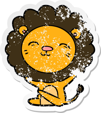 Bir insan tarafından çizilmiş karikatür aslanının sıkıntılı çıkartması.