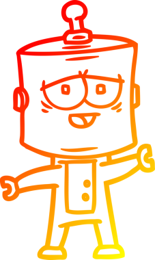 Bir insan tarafından çizilen çizgi film robotunun sıcak çizgi çizimi