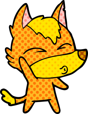 Bir insan tarafından çizilmiş tilki çizgi film karakteri