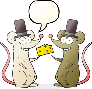 Bir insan tarafından çizilmiş peynirli serbest konuşma balonu fareleri.