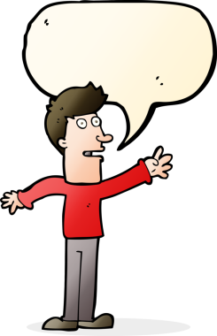 Bir insan tarafından çizilen konuşma baloncuğuyla uzanan çizgi film adamı.