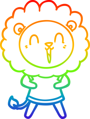 Bir insan tarafından çizilmiş gülen aslan çizgi çizimi.