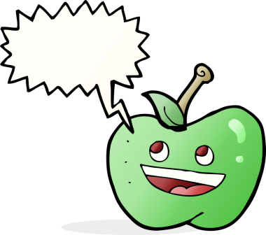 bir insan tarafından çizilmiş konuşma balonlu çizgi film elması