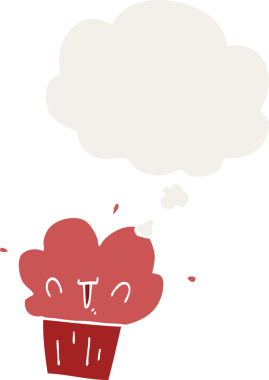 Düşünce baloncuğu olan, insan tarafından çizilmiş bir kek.