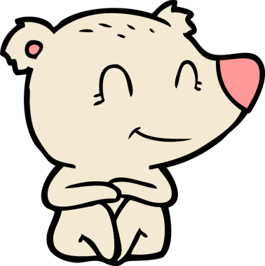 Bir insan tarafından çizilmiş gülümseyen kutup ayısı çizgi filmi