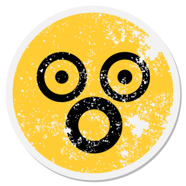 Bir insan tarafından çizilmiş şok olmuş yüz dairesel etiketi.