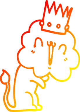 Karikatür aslanının insan tarafından çizilmiş sıcak çizgi çizgisi.