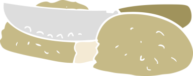 Bir insan tarafından çizilen ekmek dilimleme resminin düz rengi